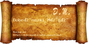 Dobránszki Máté névjegykártya